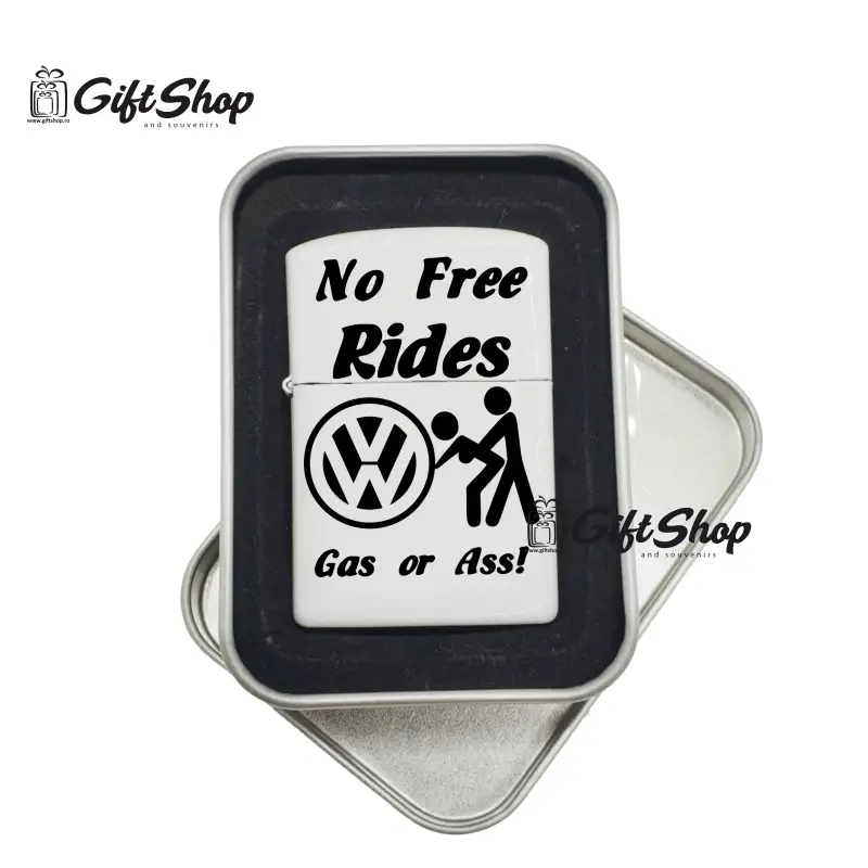 No free rides volkswagen, bricheta metalica gravata laser cu mesajv